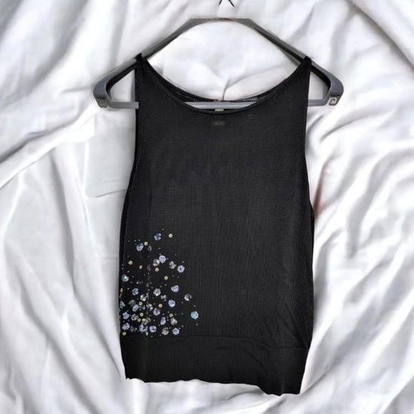 Karen Millen Tops - Karen millen black knitted_sequined vest topSize 3 uk 12